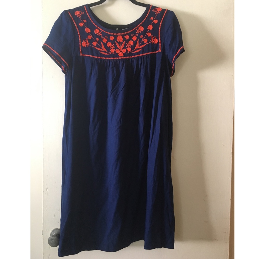 Navy Blue Embroidered Dress